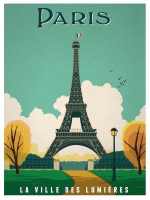 Paris La Ville des Lumieres vintage travel poster